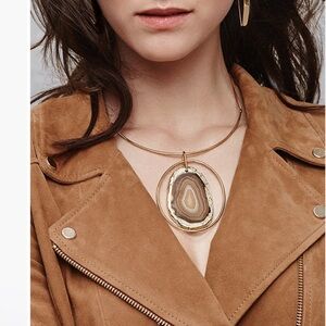 Nordstrom Gold-Tone Agate Collar Necklace - Natural Brown Agate